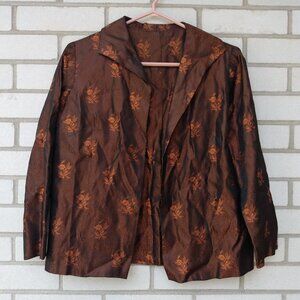 Vintage 60s Bolero Dress Jacket Brown Orange 36"B Rockabilly Mid-Century